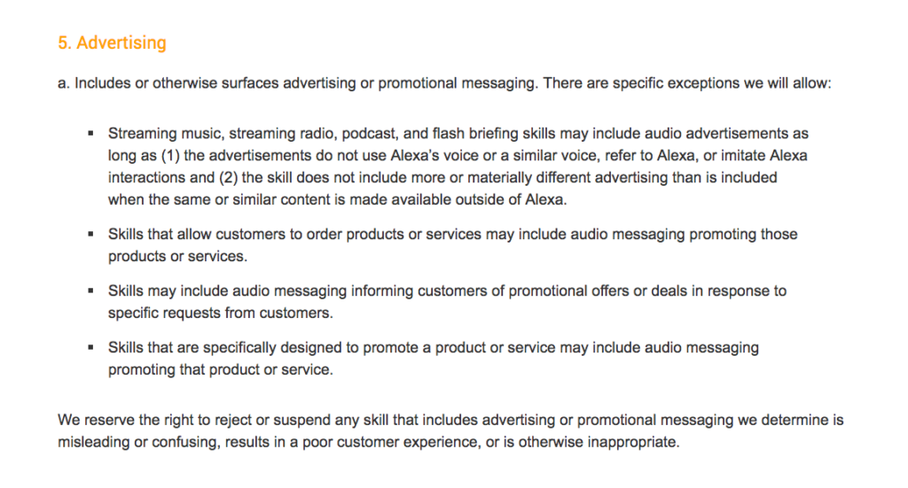 Amazon Alexa Advertising Policy