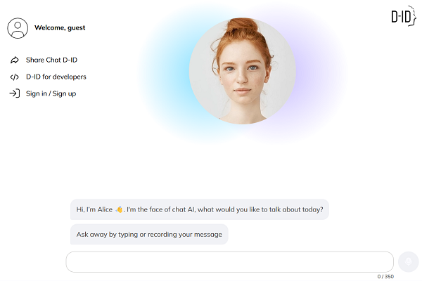 D-ID launches a web application that provides ChatGPT with a synthetic human face and voice