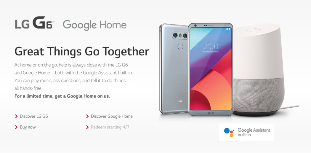 LG Offers Free Google Home with G6 Order