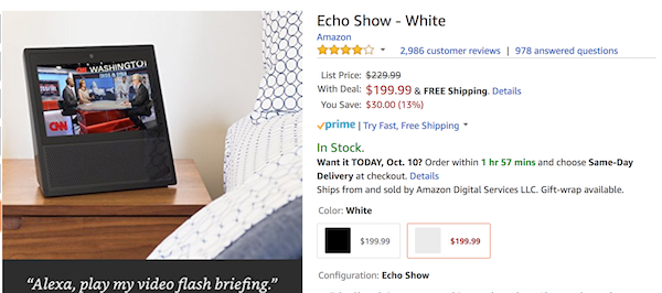 Echo Show On Sale for $199