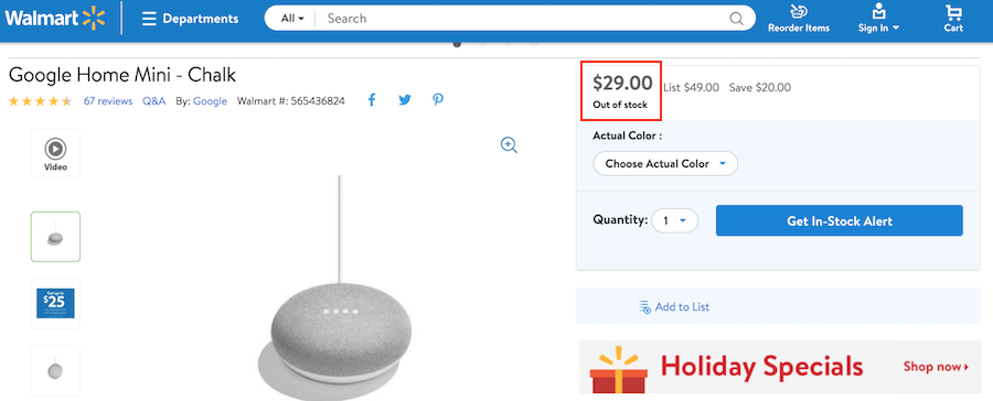 Google Home Mini Sold Out at Walmart