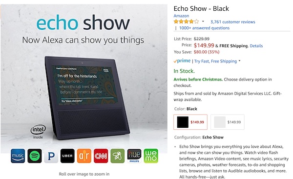Amazon Echo Show 150 dollars – FI