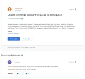 Google Assistant Portuguese