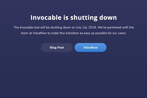 Invocable is Shutting Down