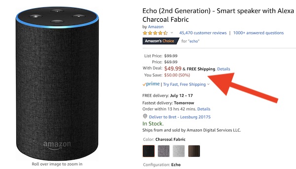 Amazon Echo 50 Percent Off FI