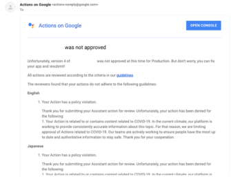 Coronavirus-Related Google Assistant Actions Blocked and Removed